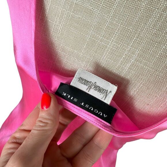 August Silk Neiman Marcus Hot Pink Y2K Silk Intimates Cropped Tank Top - Picture 3 of 5